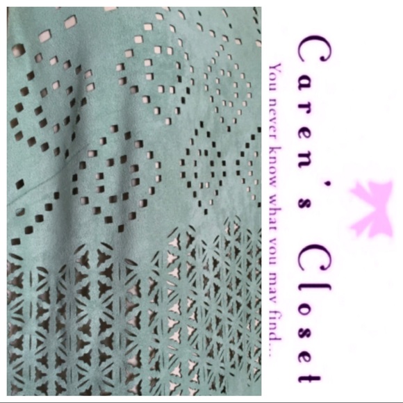 Gianni Bini Lazer Cut Mint Green Faux Suede Shift Dress - Picture 7 of 9